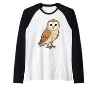 Hibou de Dessin animé aux Grands Yeux écarquillés, Mignon Amateur d'oiseaux Manche Raglan