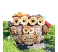 Hibou de jardin, statue de jardin hibou, statues de jardin de hiboux de bienvenue en résine de dessin animé - Statuette d'animaux pour décoration intérieure et extérieure