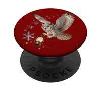 Hibou d'hiver avec lanterne vintage et flocons de neige tourbillonnants PopSockets PopGrip Adhésif