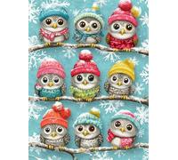 Hibou Diamond Painting Adulte, Diamond Painting Flocon de neige DIY Peinture Numero Adulte Loisir Creatif Enfant 5D Kit Broderie Diamant Strass Mosaique pour Decoration Maison Murale 80x100cm,Model632