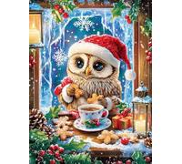 Hibou Diamond Painting Adulte, Diamond Painting Noël Peinture Diamant DIY Peinture Numero Adulte Loisir Creatif Enfant 5D Kit Broderie Diamant Strass Mosaique pour Decoration Maison 80x100cm, Model536