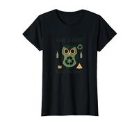 Hibou écologique « Give a Hoot Don't Pollute » T-Shirt, Femme, Noir, XL