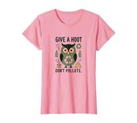Hibou écologique « Give a Hoot Don't Pollute » T-Shirt, Femme, Rose, 3XL