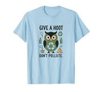 Hibou écologique « Give a Hoot Don't Pollute » T-Shirt, Homme, Bleu Céleste, M