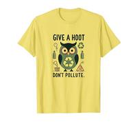 Hibou écologique « Give a Hoot Don't Pollute » T-Shirt, Homme, Citron, L