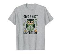 Hibou écologique « Give a Hoot Don't Pollute » T-Shirt, Homme, Gris Chiné, XXL