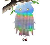 Hibou effrayant et chassant les oiseaux - Leurre réfléchissant avec clochette - Fournitures de jardinage pratiques - Faux hibou double face pour corbeaux, pigeons, oiseaux