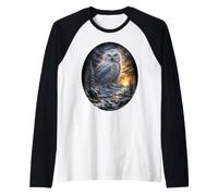 Hibou enneigé Coucher de Soleil Faune Art Arctique Oiseau Nature Graphique Manche Raglan
