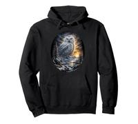 Hibou enneigé Coucher de Soleil Faune Art Arctique Oiseau Nature Graphique Sweat à Capuche