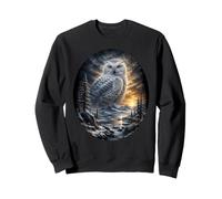 Hibou enneigé Coucher de Soleil Faune Art Arctique Oiseau Nature Graphique Sweatshirt