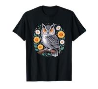 Hibou Floral Fleurs Oiseau Nature Artistique Créatif T-Shirt