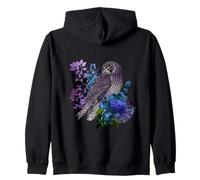 Hibou Floral Mystique Fleurs Lilas Sweat à Capuche