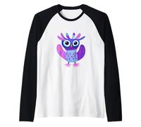 Hibou Folk Art Hiboux Lilas Violet Drôle Manche Raglan