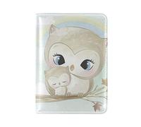 Hibou Gris Mère Bébé Oiseau Détenteur d'un Passeport Titulaire Etui en Cuir Véritable Couverture de Passeport pour Voyage Hommes Femmes