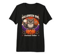 Hibou Halloween Chouette diseuse de Bonne Aventure Citrouille Lune T-Shirt Haut de Gamme