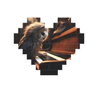 Hibou joue un piano en forme de cœur, puzzle photo personnalisé pour adultes, micro blocs de construction 3D pour décoration d'intérieur