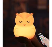 Hibou LED veilleuse capteur tactile télécommande 9 couleurs minuterie variable Rechargeable Silicone lampe de nuit pour enfants bébé cadeau Grande taille