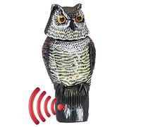 Hibou Leurres pour Effrayer Les Oiseaux avec Yeux Réfléchissants et Son Hululant Réaliste Hibou Decoration Jardin Durable et Résistant Aux Intempéries