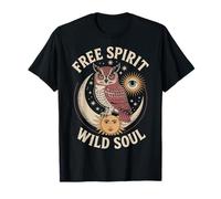 Hibou lune soleil étoiles nature mystique magie bohème vibes T-Shirt
