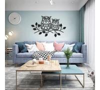 Hibou Métal Mural Art Signes, Hibou en Métal Decor sur Brah, Noir Suspendu Wall Decor Plaque, Sculptures De Jardin Intérieur Extérieur, 23.6IN/60cm
