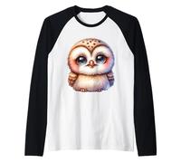 Hibou Mignon avec de Grands Yeux - Motif Animal de la forêt pour Enfants Manche Raglan