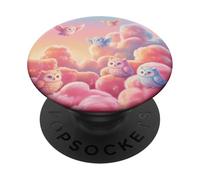 Hibou Mignon esthétique rêveur Rose Nuage Ciel Pastel Oiseau Design PopSockets PopGrip Adhésif