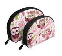 Hibou Mignon, Trousse de Maquillage Coquille Femme Petit Porte-Monnaie Trousse de Toilette Trousse à cosmétiques 2 pièces