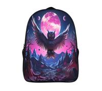 hibou nocturne en vol 3d sac à dos unique étudiant cartable 2 compartiment pour adolescent animal imprimé 3d sac à dos-16,garçon fille pour l'école les voyages les affaires
