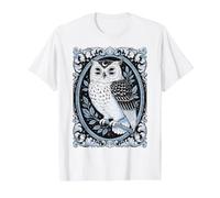Hibou Occulte Creepy Gothic Eldritch Dark Academia Horroer T-Shirt Graphique avec Valeur, Homme, Blanc, M