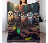 Hibou Plaid Couverture Polaire, Couvertures en Toute Saison Légère Chaude Douce Moelleuse pour Lit Et Canapé-lit 100×130cm