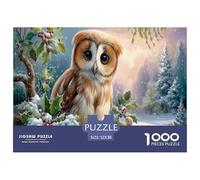 Hibou Puzzle 1000 Pieces Cadeau Unique Forêt enneigée Challenge Toy À De Qualité Supérieure Peinture Art pour Adultes Et Enfants À Partir De 14 Ans 52x38cm/1000pcs