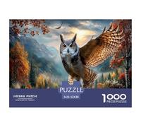 Hibou Puzzle 1000 Pieces Cadeau Unique Vallée de Montagne d'automne Défi Jouet À De Qualité Supérieure Peinture Art pour Adultes Et Enfants 52x38cm/1000pcs
