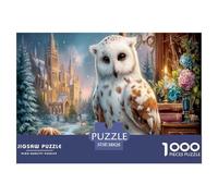 Hibou Puzzle 1000 Pièces Jouet en Bois Cadeau Unique De l'art De La Décoration Salle d'étude du château Challenge Toy Adultes & Enfants des 14 Ans 38x26cm/1000pcs