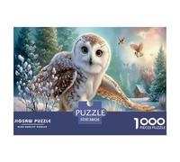 Hibou Puzzle 1000 Pièces Jouet en Bois Cadeau Unique De l'art De La Décoration Saule enneigé Hiver Challenge Toy Adultes Et Enfants À Partir De 14 Ans 38x26cm/1000pcs