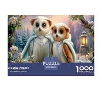 Hibou Puzzle 1000 Pièces Jouet en Bois Divertissement Créatif Décoration Intérieure Conte de fées d'hiver Challenge Toy Adultes & Enfants des 14 Ans 38x26cm/1000pcs