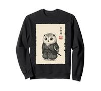 Hibou Samouraï Art Japonais Sumi-e Kawaii Drôle Sweatshirt
