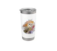 Hibou Silhuette Nightbird Aquarelle Gobelet isotherme en acier inoxydable double paroi