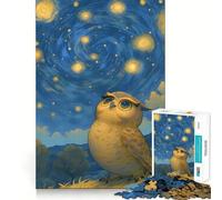 Hibou sous Un Ciel étoilé Puzzle de 1000 pièces pour Adultes Jeu de réflexion Stimulant et apaisant Pièce de Collection de qualité (50x75cm)