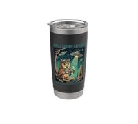 Hibou Space Explorer cosmique OVNI Enlèvement extraterrestre Gobelet isotherme en acier inoxydable double paroi