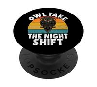 Hibou Take The Night Shift Owl PopSockets PopGrip Adhésif