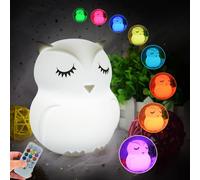 Hibou Veilleuse Enfants Silicone Lampe Décorative À Changement De Couleur Luminaires Chambre - Luminosité Et Couleur Réglables Et Temps De Travail - Cadeau Pour Enfants Et Bébés Garçons -Moyen