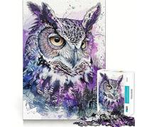 Hibou Violet pour Adultes, Puzzle de 1000 pièces, Jeu de réflexion Stimulant et apaisant, pièce de Collection de qualité (50x75cm)