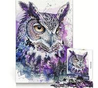 Hibou Violet pour Adultes, Puzzle de 1000 pièces, Jeu de réflexion Stimulant et apaisant, pièce de Collection de qualité (50x75cm)