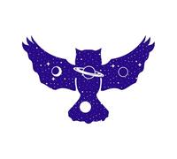 hibou volant astrologie surréaliste Stickers muraux 57.6x85.9cm Embellissement mural Bleu foncé