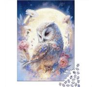 hibouille Blanche Puzzles 1000 Pieces Cadeau Unique Pleine Lune Flower Field Défi Jouet À De Qualité Supérieure Peinture Art pour Adultes Et Enfants À Partir De 14 Ans 1000pcs (75x50cm)