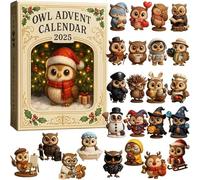 Hiboux Calendriers Avents 2025, 24 Jours Hiboux Décorations Calendrier Noël, Figurines Oiseaux Mignonnes Calendriers Avents 2025 Adultes, Chouettes Décorations Sapin Calendrier Noël Compte Rebours