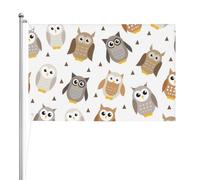 Hiboux de dessins animés mignons,Drapeau de jardin, bannière décorative, drapeau double face, 2 x 3 pieds, pour extérieur et intérieur
