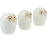 Hiboux Déco Figures Céramique Set 3 pièces - Décoration de table étrange blanc animal de la forêt