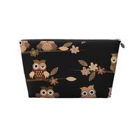 Hiboux Mignons de Dessin animé Marron, Trousse de Toilette Trousse de Maquillage Sac à cosmétiques Trousse de Toilette de Voyage Portable