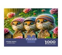 Hiboux Mignons sur clôture 1000 Pièces Coffret Puzzle Faune fantaisiste Puzzle Classique Carton Solide - Ultra Dur pour Couples, Top Noté, Activité Parfaite À La Maison 52x38cm/1000pcs